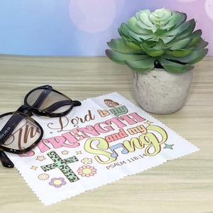 Eyeglass Cleaning Cloth with Psalms 118:14,sunglasses cleaning cloth,electronic screen cleaning cloth,gift for her,Christian gift,bible gift