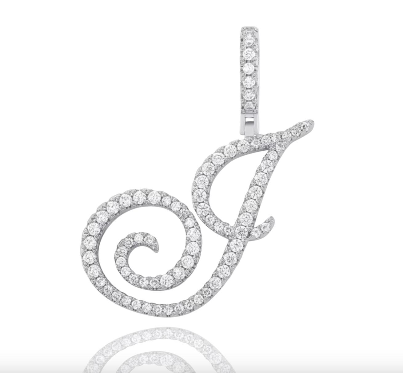 Cursive Initial Necklace: 18k Gold Plated CZ Pendant, 16