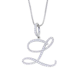 Collar con colgante inicial de circonita cúbica, collar de cadena con forma de caja helada, collar con letras de circonita cúbica, colgante de 26 letras del alfabeto en oro y plata, regalo para ella