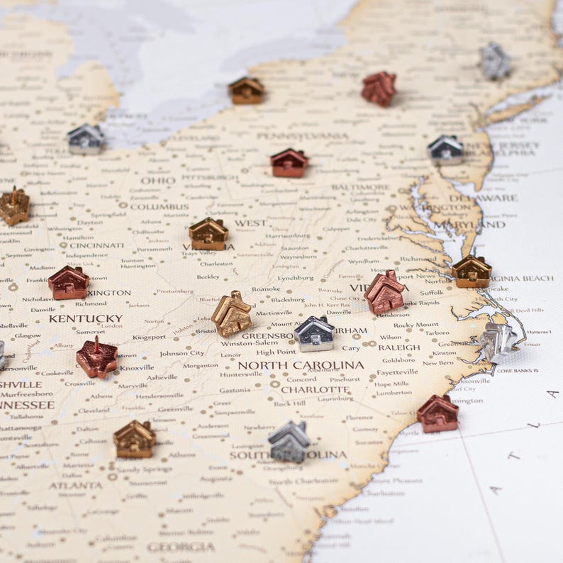 House Pin Map Home Map Push Pins – 3D House Icon Map Markers (set of 5+, One Design ...