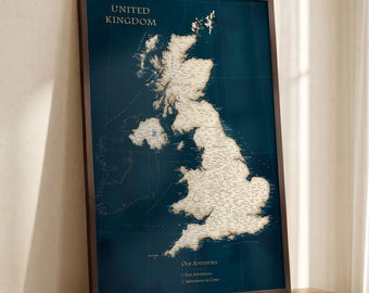 UK Push Pin Map – Personalized United Kingdom Travel Map with Pins