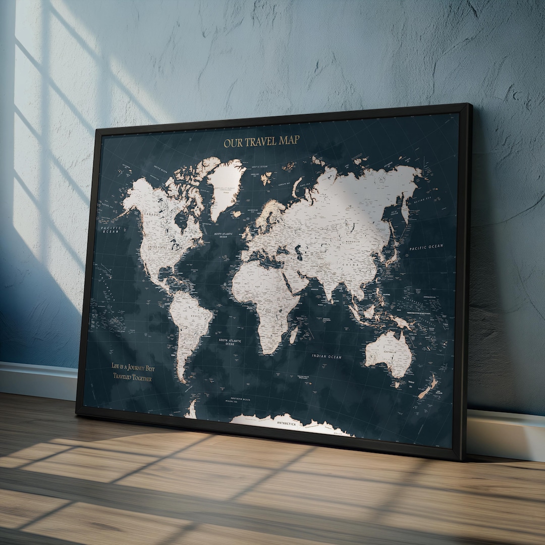 Push Pin World Map – Personalized Travel Map With Pins, Framed or ...