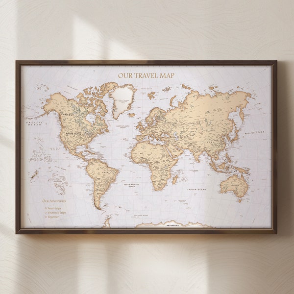 Push Pin Map - Gepersonaliseerde wereldreiskaartposter