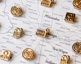 Custom Logo Map Push Pins: 3D Printed Branded Map Markers (Set of 10+)