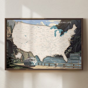 USA Camper Wanddeko – Reiseposter – Geschenk für Van Life Lovers
