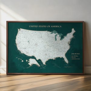 Push Pin USA Map | USA Wood Wall Map with Pins | Corkboard Travel Map of United States