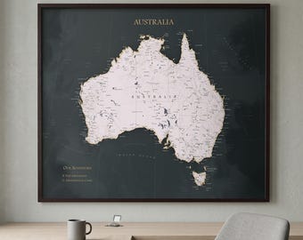 Dark Grey Australia Push Pin Map – Modern Office Wall Map