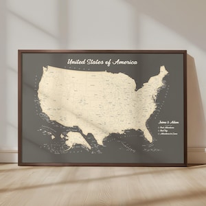 Push Pin USA Large Map - Olive US Map Poster & Travel Tracker Gift