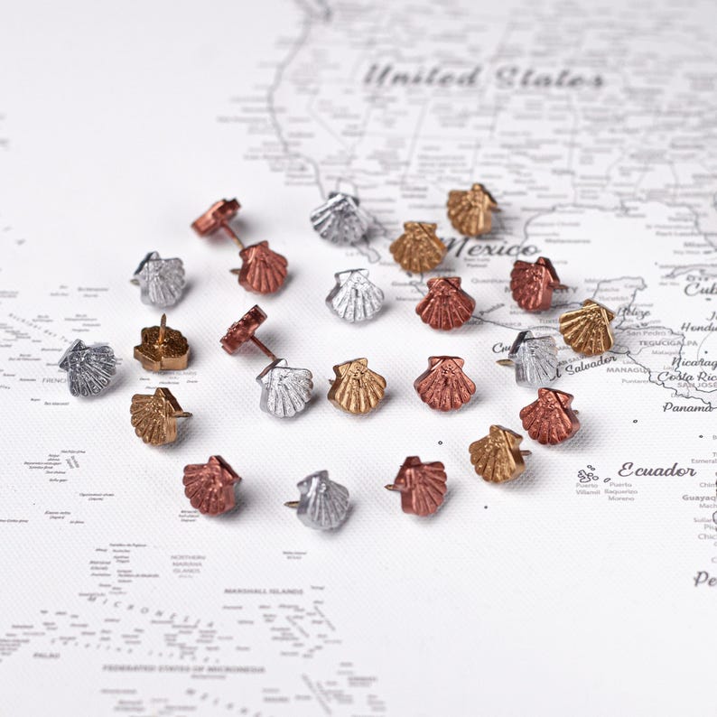 Camino De Santiago Map Pins – Shell Icons for Travel Maps (set of 5 ...