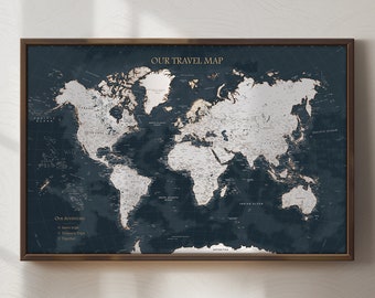 World Map Push Pin - Personalized Travel Map Poster