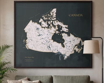 Detailed Push Pin Map of Canada – Dark Grey Wall Map