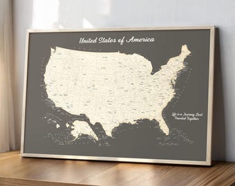 Warm Taupe USA Map – Minimalist Earth Tone Wall Art for Home