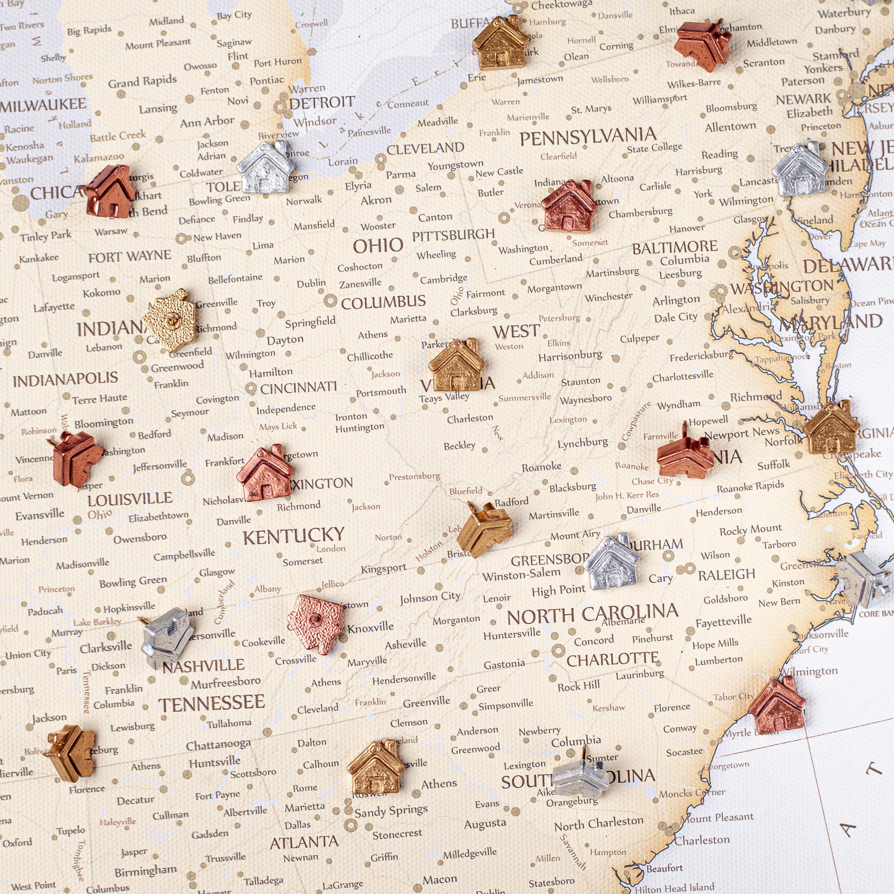 House Pin Map Home Map Push Pins – 3D House Icon Map Markers (set of 5+, One Design ...