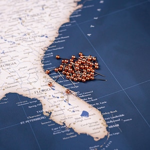 Copper Metal Map Push Pins: Vintage Style (Set of 50+)