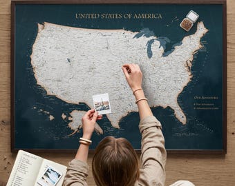 Framed Push Pin Map of the USA in Graphite – Mark Your Trips