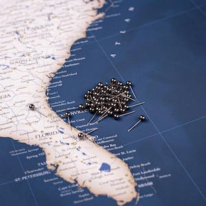 Black Metal Map Push Pins: Dark Granite, Set of 50+