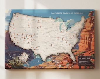 USA National Parks Map – Push Pin Travel Gift with Custom Personalization