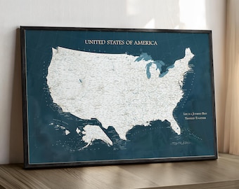 Dark Green USA Map with Pins – Road Trip & RV Travel Gift