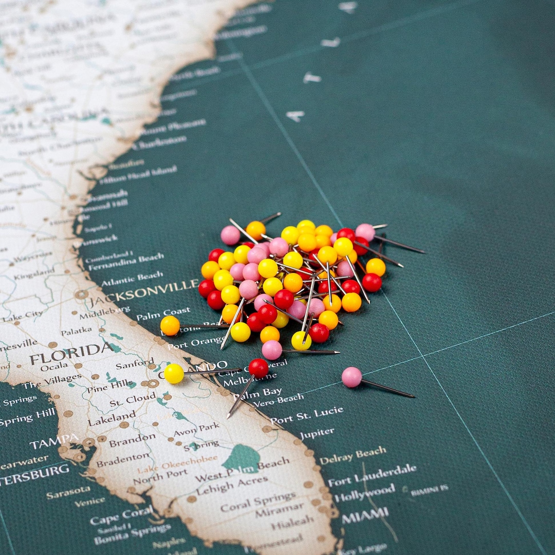 Warm Color Mix Map Push Pins – Red Pink Yellow Travel Markers (set of ...