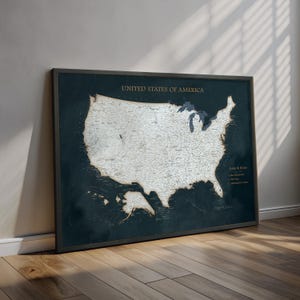 Carte des États-Unis avec punaises - Grande carte des États-Unis avec épingles | Cadeau de carte personnalisée | Décoration murale carte des États-Unis, cadeau pour mari