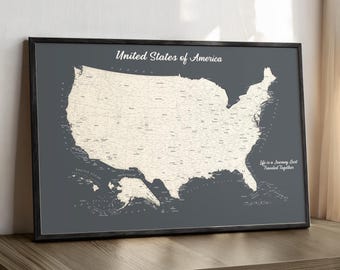 Dark Gray USA Map Print | Minimalist Office Wall Art