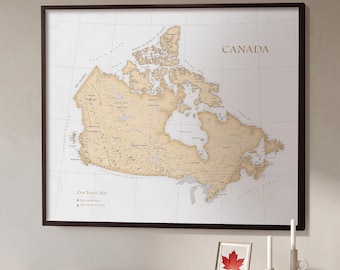 Personalized Canada Travel Map – Retro Push Pin Map for Family Adventures