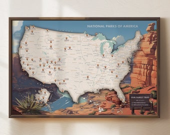 Personalized National Parks Map - Perfect USA Parks Pin Map and National Park Gift