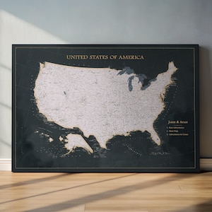 Personalisierte USA Landkarte, Pinnwand mit Landkarte, Mapper & Pinnwand