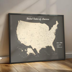 USA Push Pin Map – Olive Green Travel Wall Map with Pins