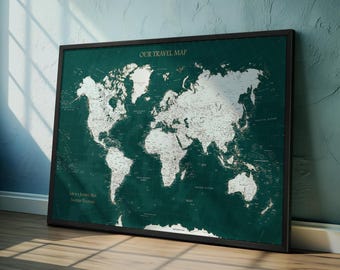 Personalized Push Pin World Map: Custom Travel Gift and Wall Decor