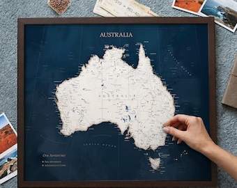 Blue Australia Travel Tracker Map – Push Pin Adventure Map