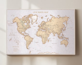 Push Pin World Map: Track Your Adventures with this Old Style Map Design