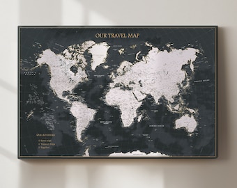 Personalized Push Pin World Travel Map: Family Adventure Canvas Art