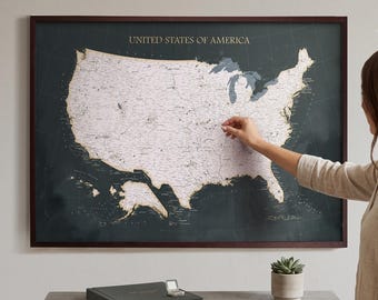 Personalized USA Push Pin Travel Map: United States Wall Art