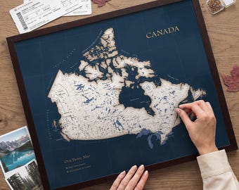 Canada Travel Tracker Map – Blue Push Pin Map to Mark Your Adventures
