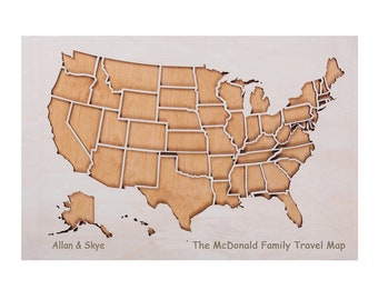 Rustic Wooden US Push Pin Map: Personalized Travel Decor
