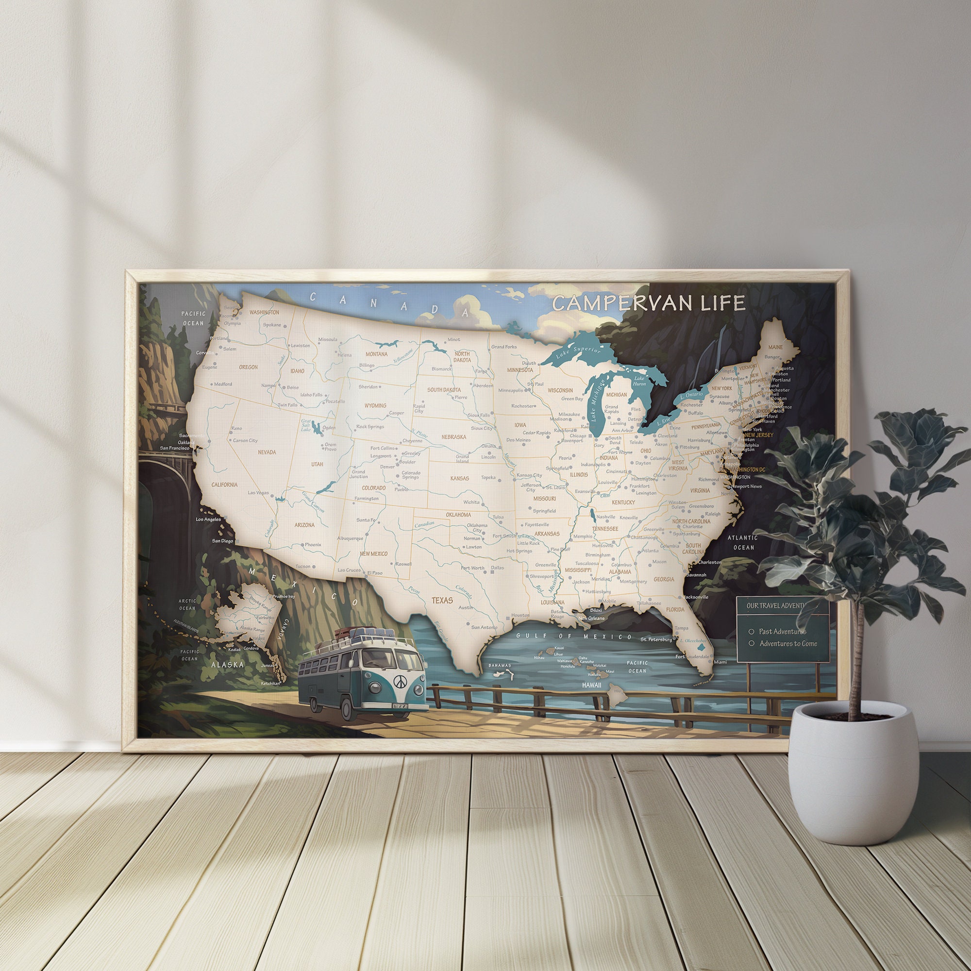 USA Camper Wall Decor – RV Travel Poster – Gift for Van Life Lovers - Etsy