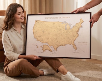 Neutral USA Push Pin Map – Personalized United States Travel Gift