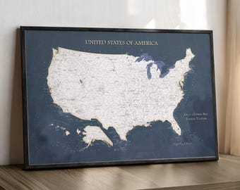 Personalized USA Push Pin Travel Map: United States Wall Art