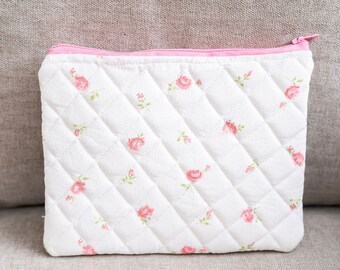 Small Quilted Pouch - Lily print