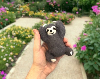 Handmade wool sloth custom felted sloth plush, unique sloth gift