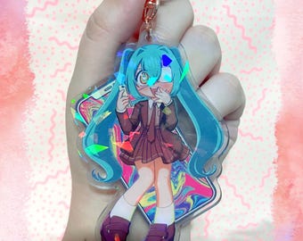 Monitoring ft Hatsune Miku (Double Sided 4” Acrylic Charm)