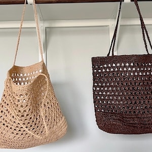 Mönster för virkad tygväska i raffia