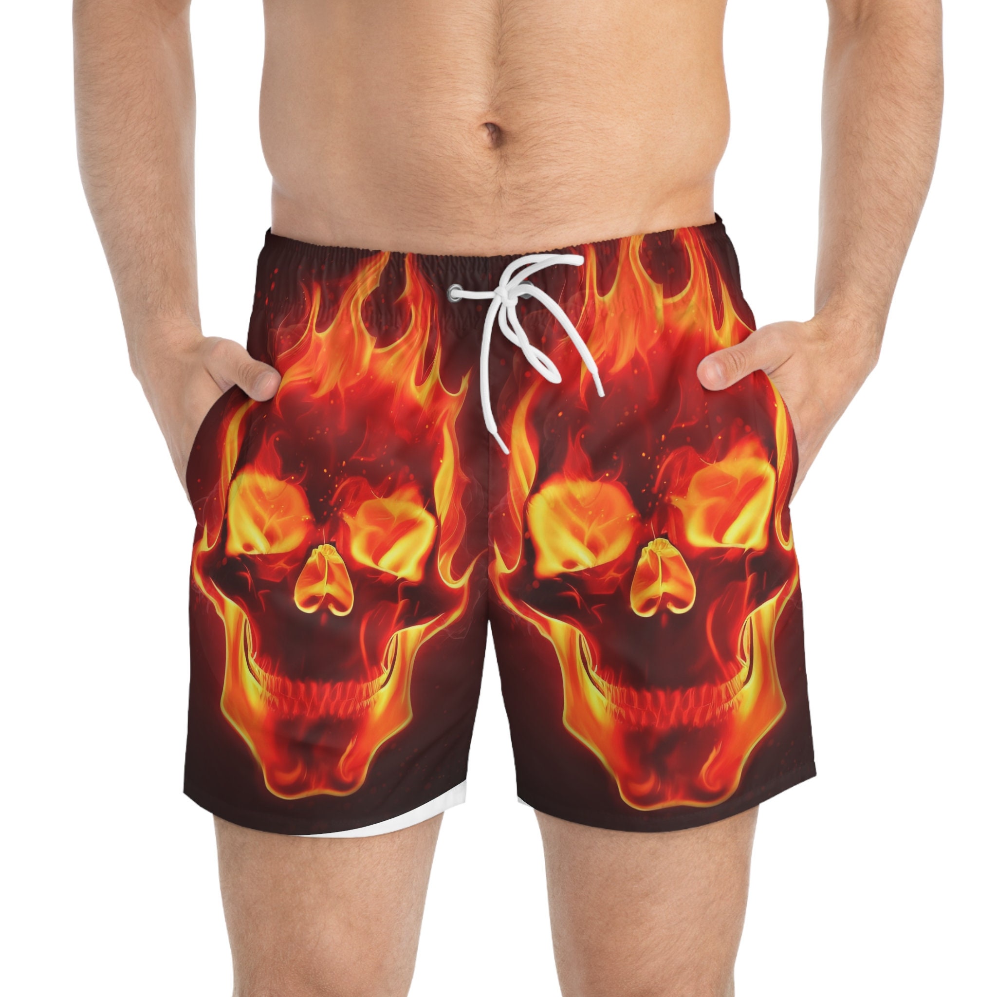 Mens Skull Swim Trunks Etsy