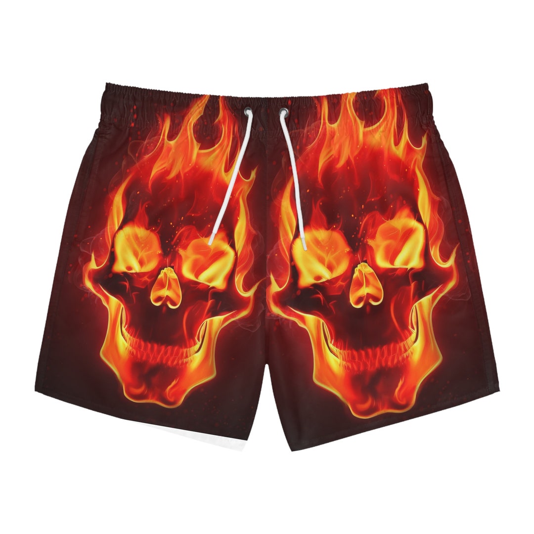 Mens Skull Swim Trunks Etsy