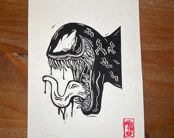 Impression Linogravure - "Venin Gravé" - Linocut - Venom