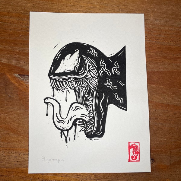 Impression Linogravure - "Venin Gravé" - Linocut - Venom