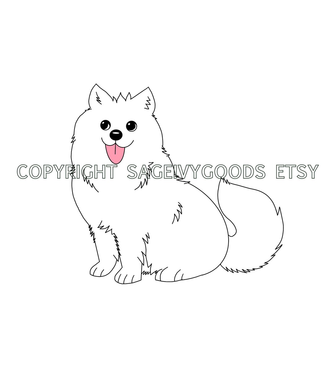 Samoyed Dog White Line Work Outline. Clip Art. Logo. Digital Download ...