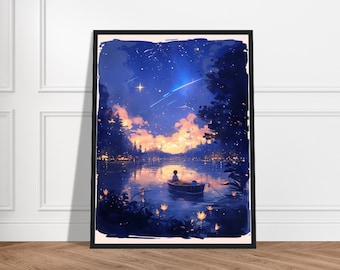 Lake Kawaguchi Framed Art Print – Japanese Anime, Ghibli Style