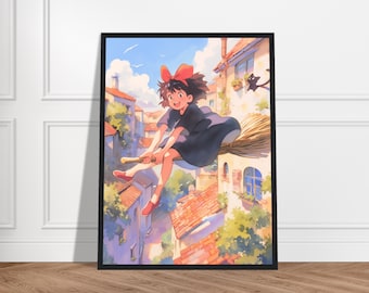 Kiki's Delivery Service Framed Art – Ghibli Anime Wall Decor